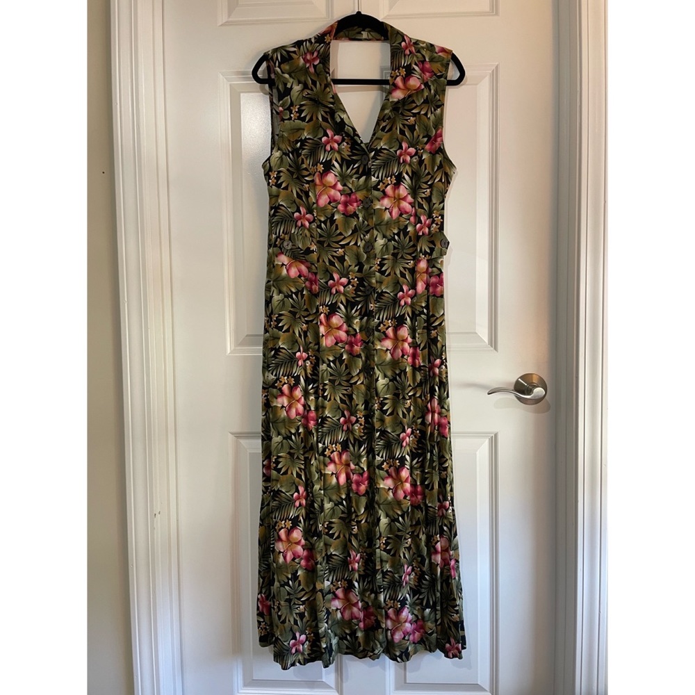 Erika Vintage tropical floral midi dress
